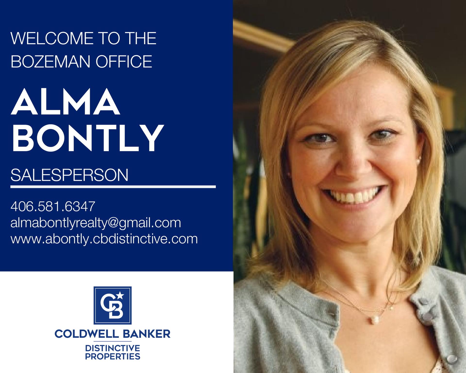 Please help us welcome Alma Bontly to our Coldwell Banker family! Main Photo
