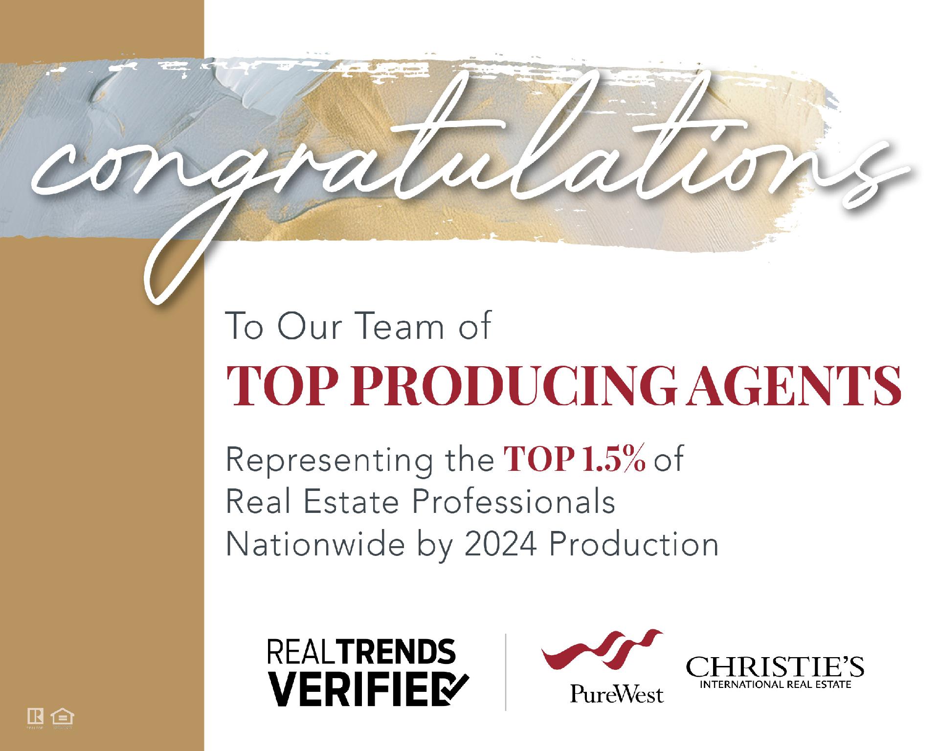 PUREWEST AGENTS RANK TOP 1.5% IN NATION Picture